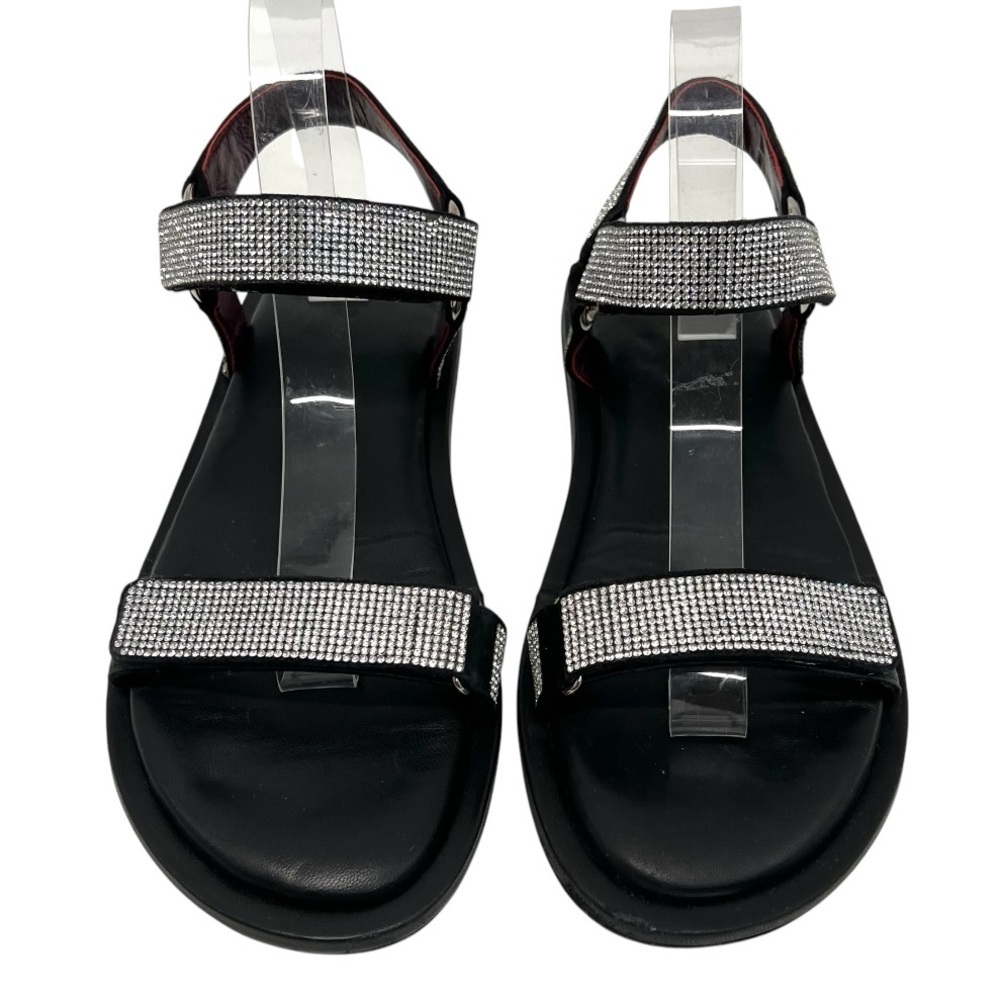 Staud Betty Rhinestone Black Leather Sporty Outdoor Sandals Womens 40 - Picture 5 of 14